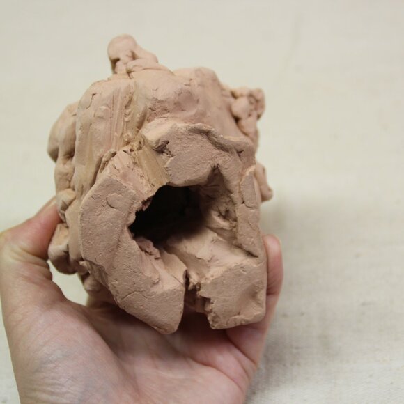 Ugly Pottery Clay Head Face Handmade Unique Eclectic Weird Strange Art - Picture 9 of 12